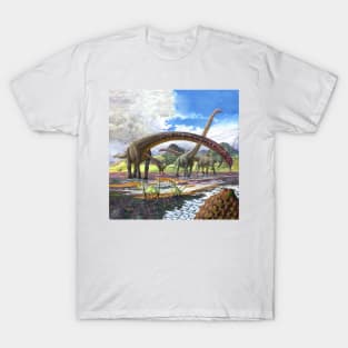 Dinosaurs bathe in the river T-Shirt